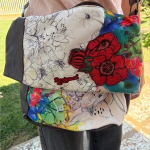Desigual Multicolor Floral Embroidered Crossbody Bag